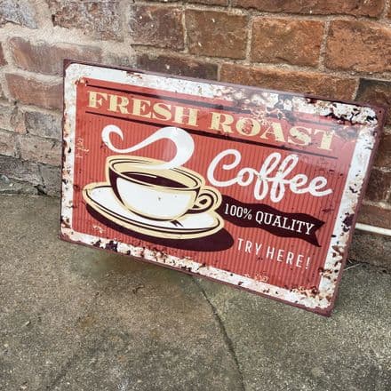 Fresh Roast Coffee - Metal Vintage Wall Sign