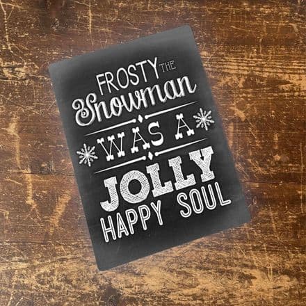 Frosty The Snowman - Metal Typography Wall Sign