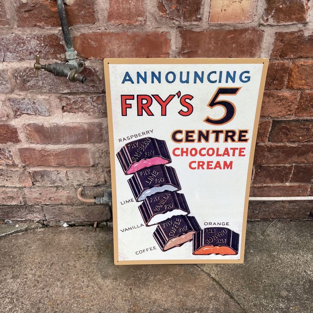 Frys 5 Centre Cocoa Chocolates Metal Advertising Wall Sign frys-5-centre-cocoa-chocolates-metal-advertising-wall-sign