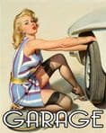 Garage Car Door Sign Personalised Any Name / Text - Pin Up Girl In Bath- Metal Sign