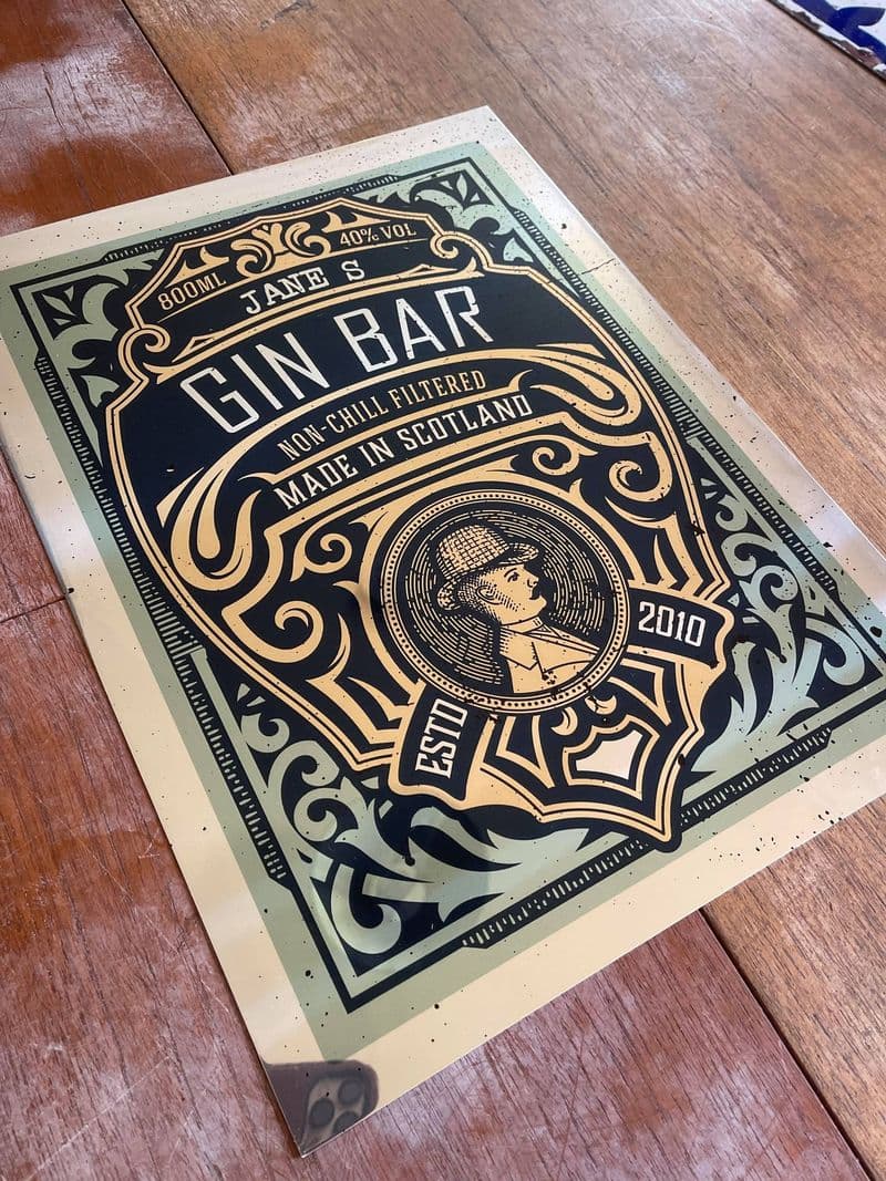 Gin Bar Mirror personlised - Metal Travel Wall Sign