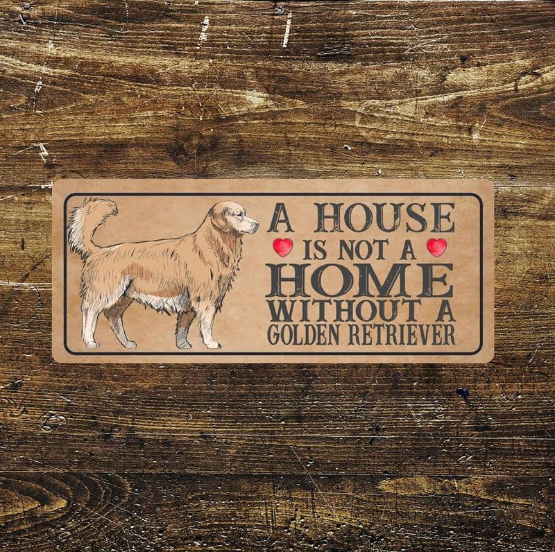golden retriever dog Dog Metal Sign Plaque - A House Is Not a ome without a
