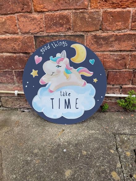 Good Things Take Time Circle - Metal Street Sign Wall Sign