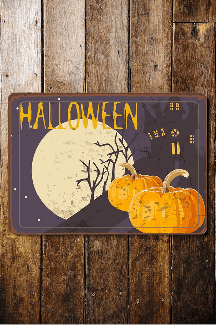 Halloween Pumpkin - Metal Vintage Wall Sign