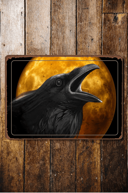 Halloween Raven Moon - Metal Vintage Wall Sign