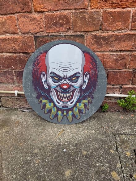Hallowenn Scary Clowns Head Circle - Metal Street Sign Wall Sign