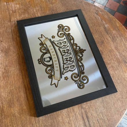 Handcraft Beer Bar Pub Mirror - Mirroed Metal Wall Sign