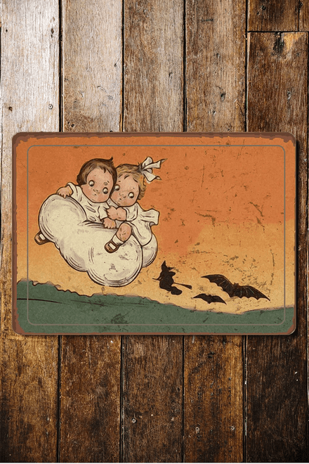 Happy halloween Bat - Metal Vintage Wall Sign (1)