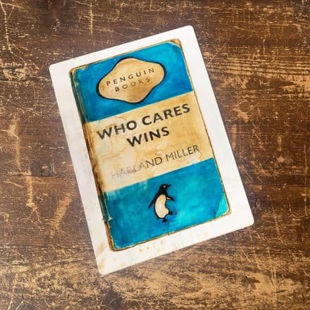 Harland Miller 'Who Cares Wins' Penguin Book Metal Wall Sign