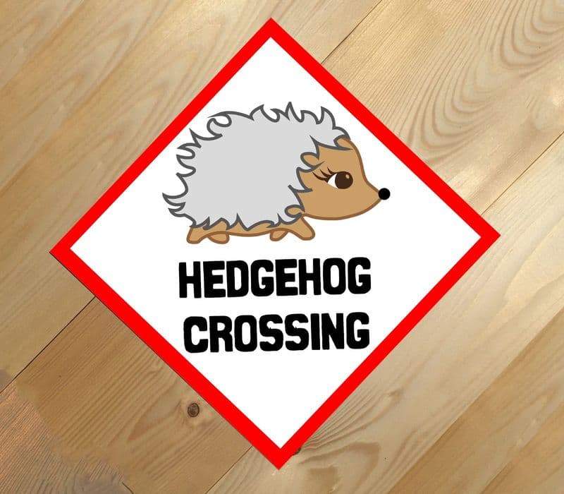 Hedgehog Crossing Warning Diamond sign - Metal Advertising Wall Sign