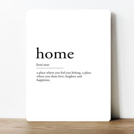 home - dic definition, quirky decor, bold typography information Metal Wall Sign