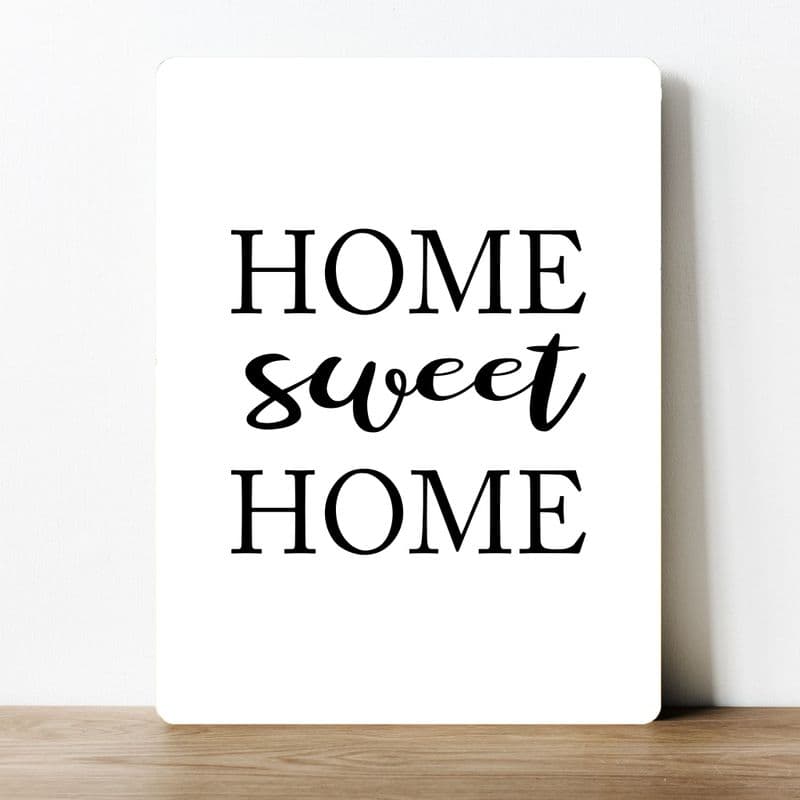 HOME SWEET HOME, quirky decor, bold typography information Metal Wall Sign