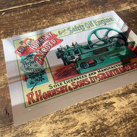 Hornsby Oil Engine Pub Bar Mirror - Mirroed Metal Wall Sign f