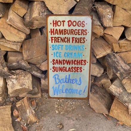 hot dog french fries - Metal Wall Sign