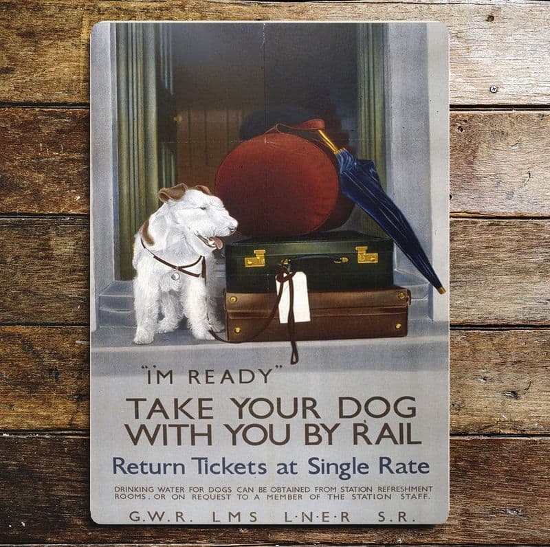 I'm Ready Take Your Dog With You By Rail Terrier - Metal Travel Wall Sign