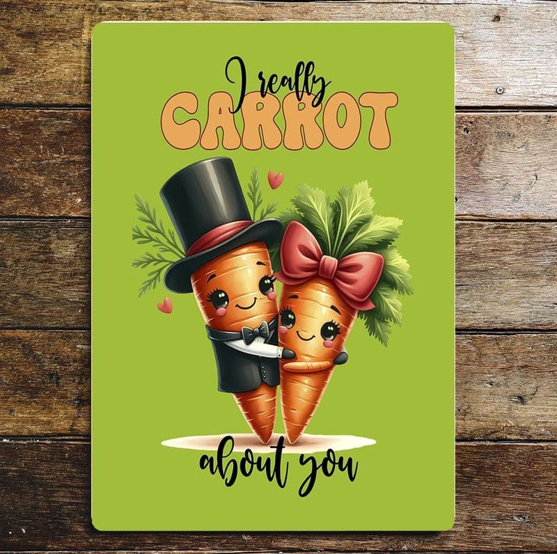 I really Carrot about you  valentines Metal Wall Sign