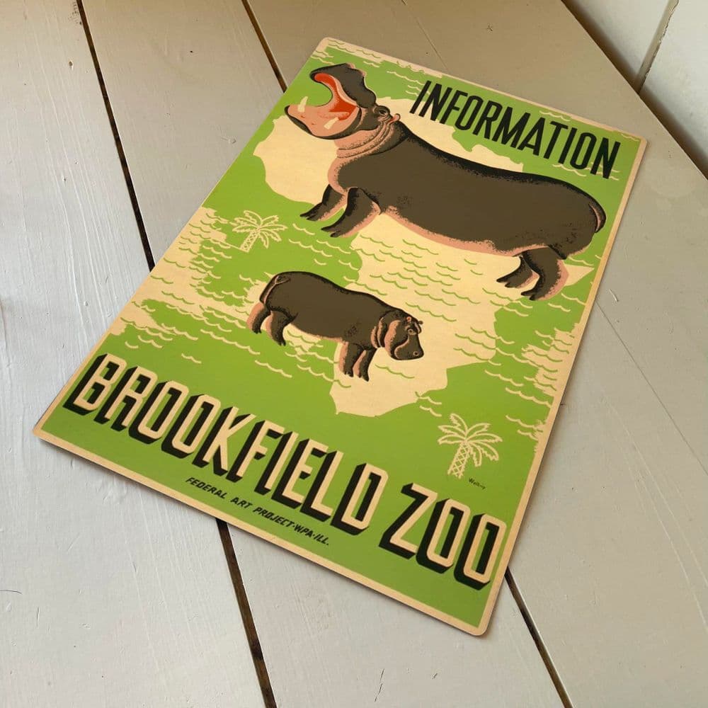 Information Brookfield Zoo Hipo Metal Travel Wall Sign