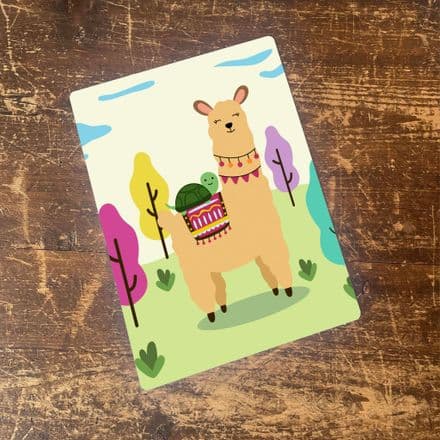 llama cute - Metal Retro Wall Sign