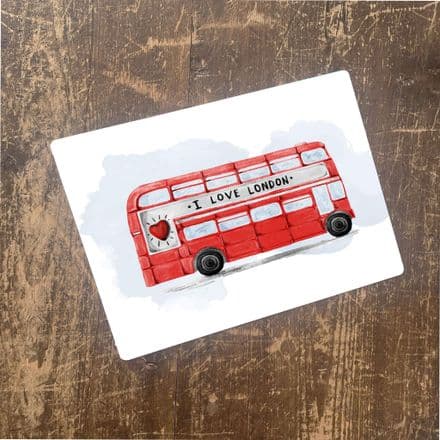 London Bus Watercolour - Metal Advertising Wall Sign