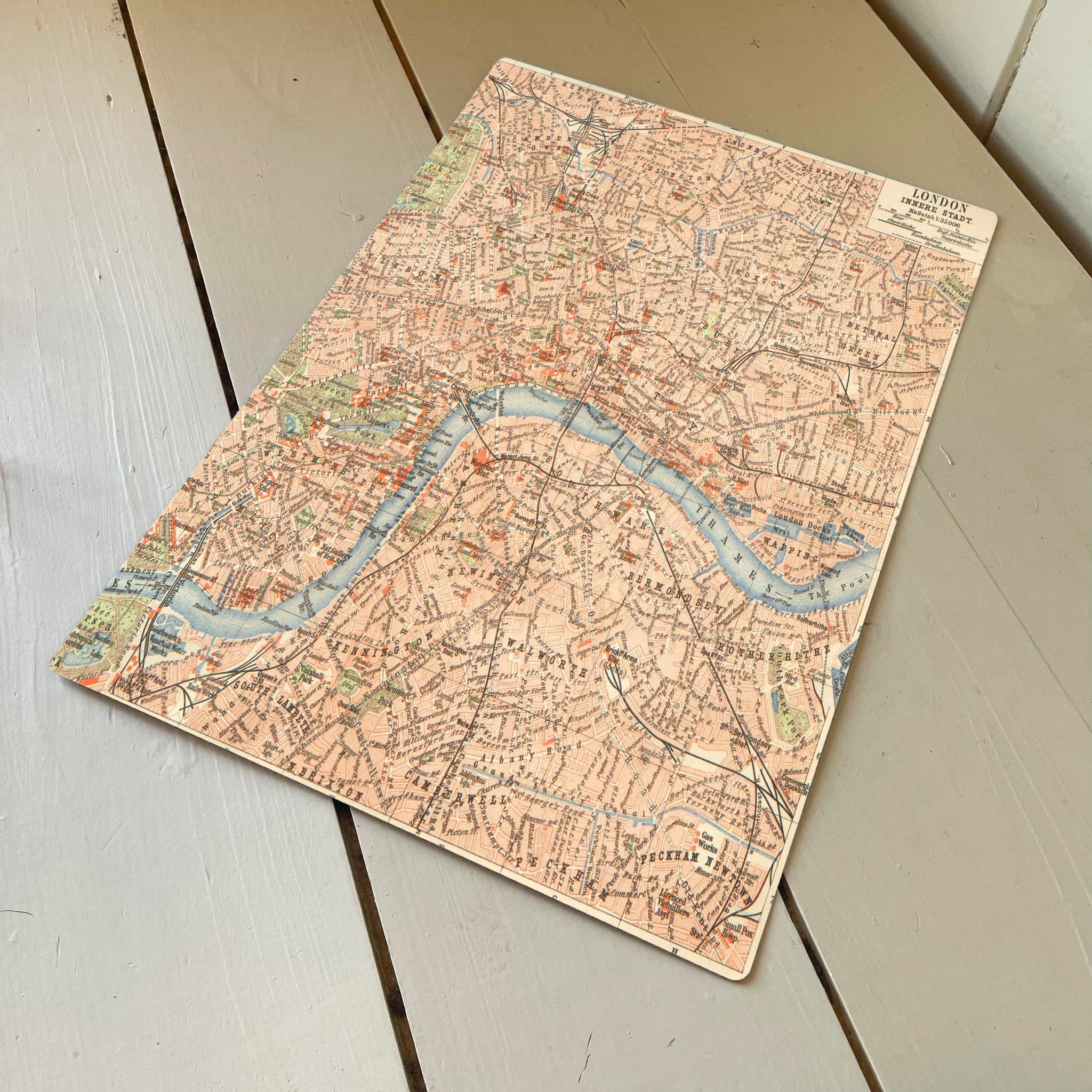 London Map Vintage Thames - Metal Travel Wall Sign 1 2