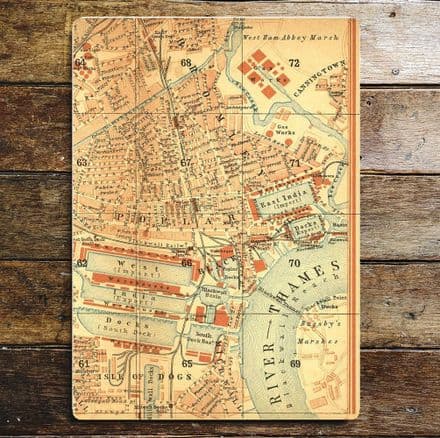 London Map Vintage Thames - Metal Travel Wall Sign