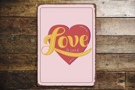 Love Pink Heart - Metal Sign Plaque