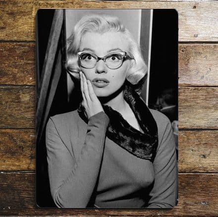 Marilyn Monroe Geeky Glasses - Metal Advertising Wall Sign