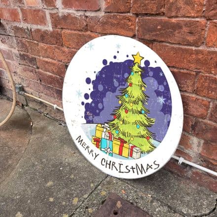 Merry Christmas Circle - Metal Street Sign Wall Sign