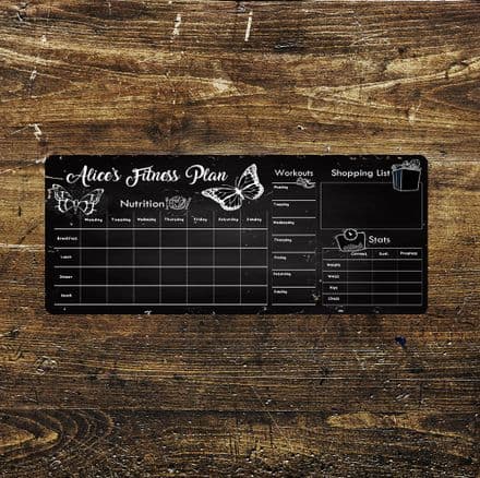 Metal Fitness Meal Workout Stats Wall Plan Planner - Metal Wall Sign