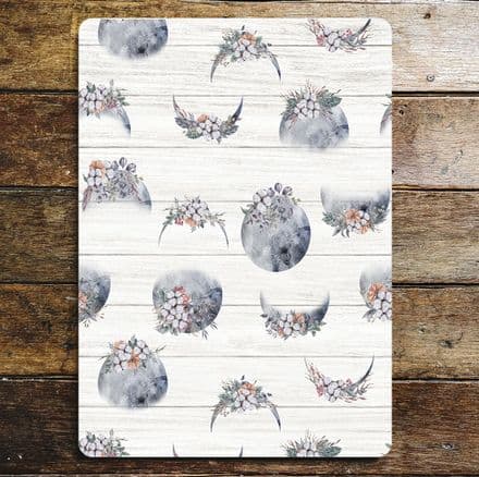 moon pattern flowers - Metal Sign Plaque