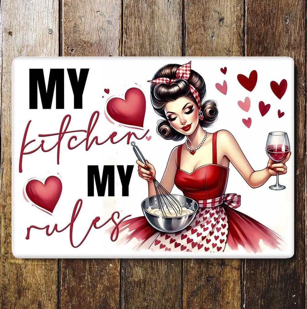 My Kitchen My Rules funny housewife humour Metal Wall Sign