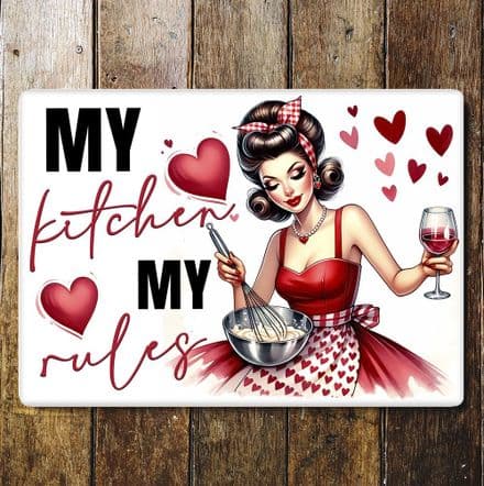 My Kitchen My Rules funny housewife humour Metal Wall Sign