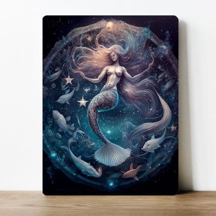 Mythical Style Starlight Mermaid and Fish Metal Wall Sign