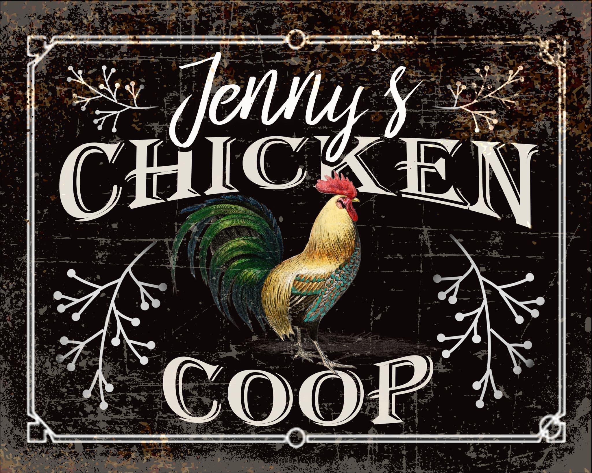 Name Chicken Coop Personlised Custom Any Text Metal Wall Sign