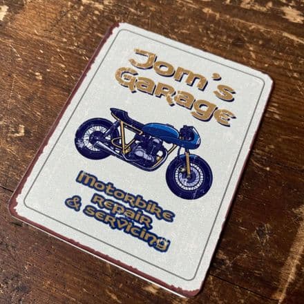 Name Garage Motorbike Personlised Custom Any Text - Metal Wall Sign