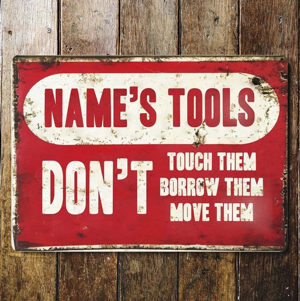 Names Tools Shed Door Sign Personalised With Any Name / Text - Metal ...