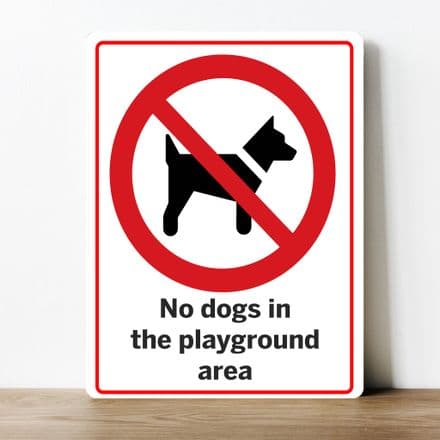 No dogs in the playground area information Metal Wall Sign