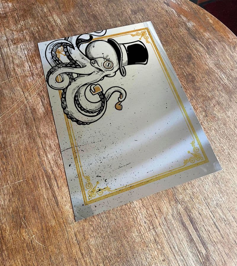 Octopus Mirror  - Mirroed Metal Wall Sign