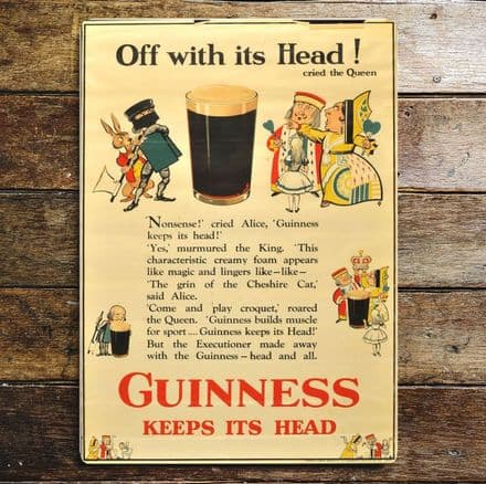 Off With its ! Guinness keeps its head alice in wonderland - Metal Advertising Wall Sign