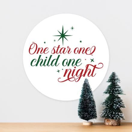 One Star One Child One Night Religous Jesus Christmas Door Wreath Post - Metal Street Sign Wall Sign