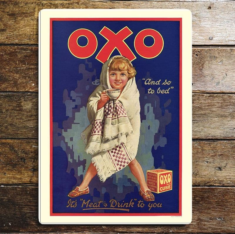 Oxo Cube and so to bed It's Meat & Drink to you - Metal Advertising Wall Sign