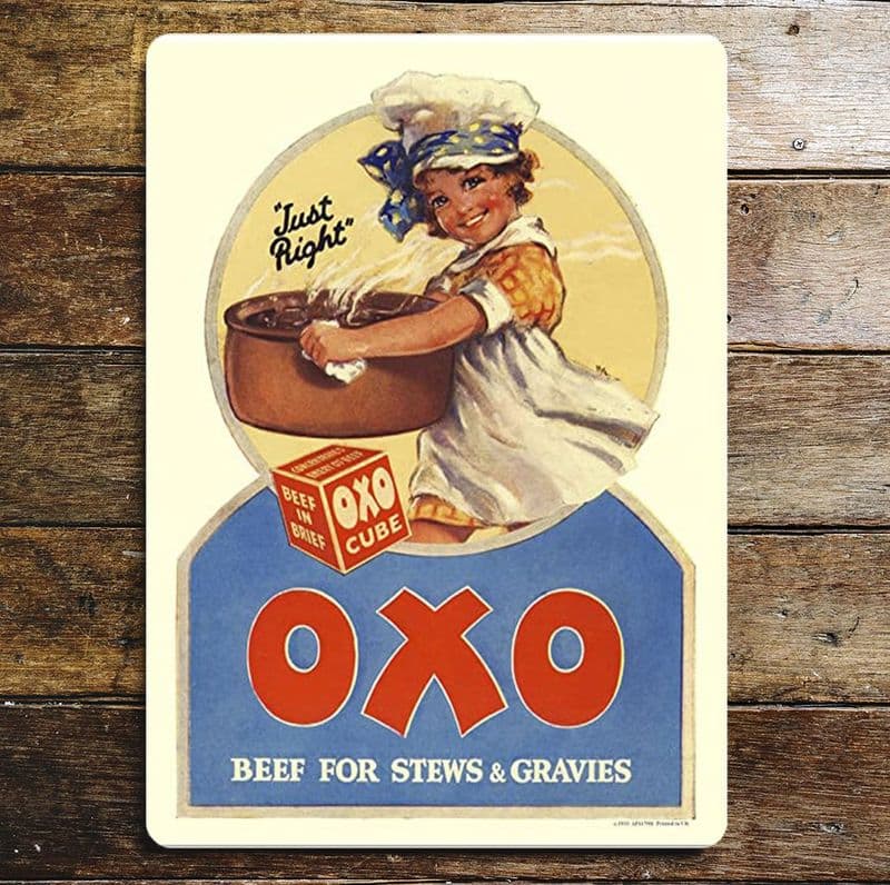 Oxo Cube Beef For Stews & Gravies - Metal Advertising Wall Sign