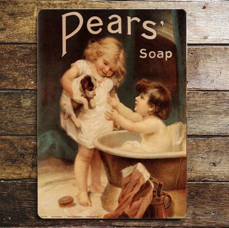 Pears Soap Bath Puppy Dog Bathroom - Metal Advertising Wall Sign
