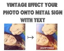 Personalised Vintage Photo Effect With Text - Metal Personalised Art Wall Sign