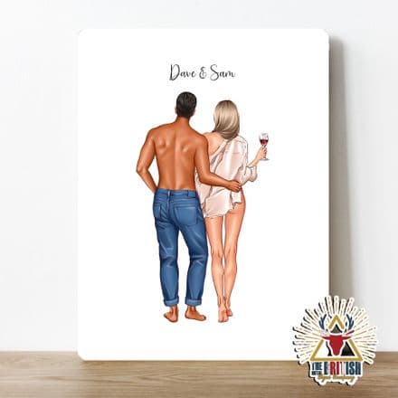 Personlised Custom Couples Portrait Valenines Bespoke - Metal Wall Sign
