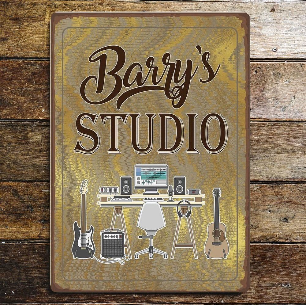 Studio Name Sign Personlised Custom Name Music Studio - Metal Wall Sign