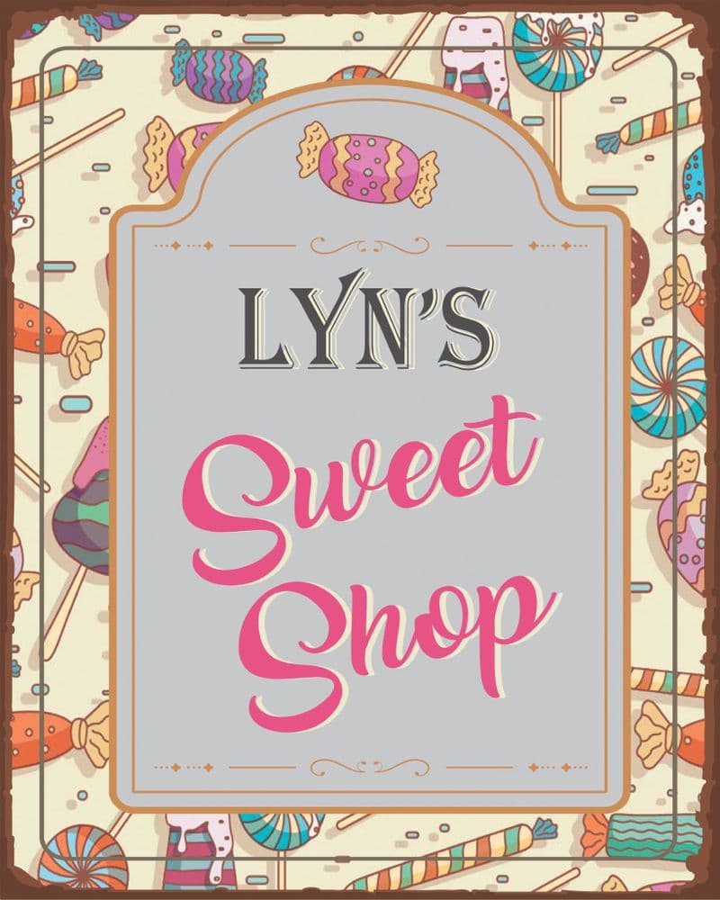 Personlised Custom Name Sweet Shop - Metal Wall Sign