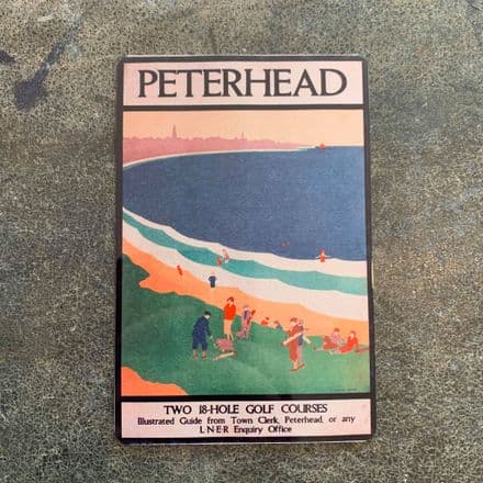 Peterhead two 18 hole golf coursed LNER Rail Travel - Metal Travel Wall Sign