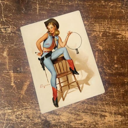 Pin Up Girl Cowgirl - Metal Personalised Art Wall Sign