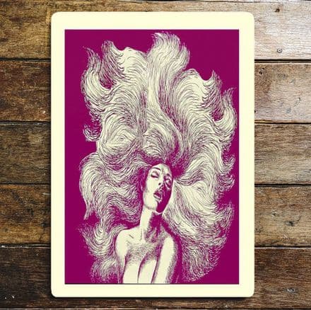 Pink Hair art deco- Metal Plaque Wall Sign